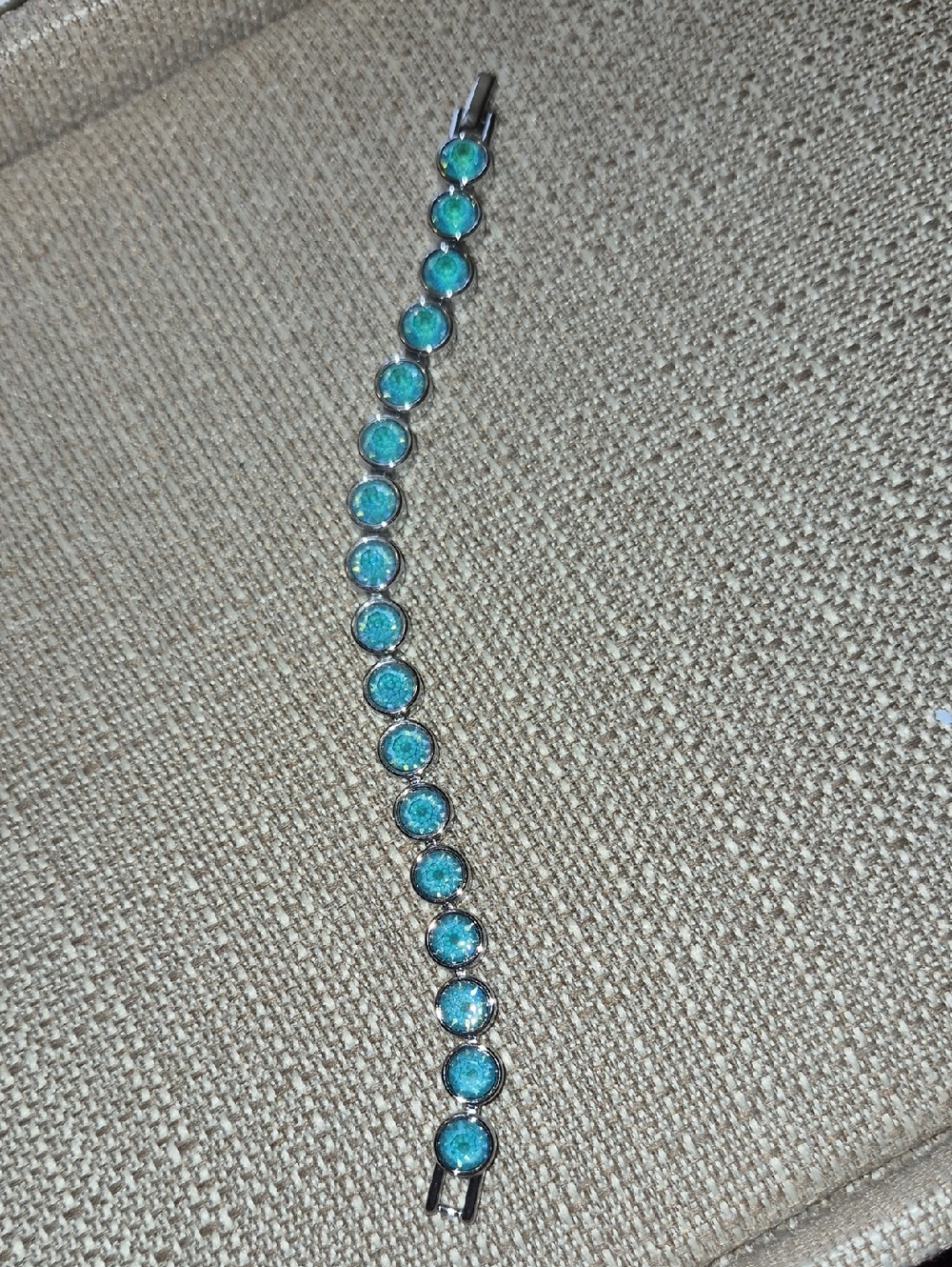 Touchstone Crystal Turquoise Blue Round Crystal Bracelet